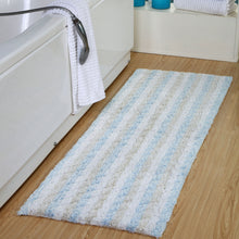 Oversized Stripe Cotton Textured Bath Rug Solid and Stripe Pattern