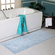 Oversized Stripe Cotton Textured Bath Rug Solid and Stripe Pattern
