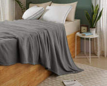 ISABELLA CROMWELL 100% Long Staple Cotton Blanket; Herringbone Pattern Lightweight Blanket, Soft & Cozy All Season Blanket