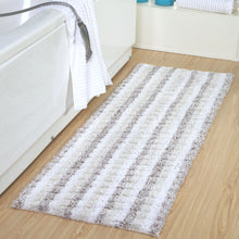 Oversized Stripe Cotton Textured Bath Rug Solid and Stripe Pattern